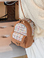 Fashion Brown Plaid Stitching Contrast Chain Backpack