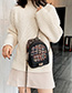 Fashion Black Plaid Stitching Contrast Chain Backpack