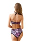 Purple Leopard Tube Top Print Strap Bikini Two-piece Suit