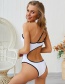 Black Covered Colorblocked Waist One-piece Swimsuit
