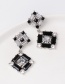 Fashion Black + White Full Diamond Square Geometric Diamond Earrings