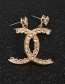 Fashion Gold Alloy Diamond C-shaped Earrings