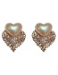 Fashion Gold  Silver Needle Heart-shaped Pearl Stud Earrings