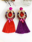 Fashion Red + Purple Alloy Studded Long Tassel Earrings