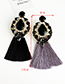 Fashion Black Alloy Studded Long Tassel Earrings