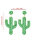 Fashion Green Rice Bead Cactus Earrings