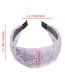 Fashion Light Purple Online Diamond Flower Embroidery Headband