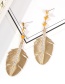Fashion Gold Openwork: Studded: Leaf Alloy Stud Earrings