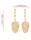 Fashion Gold Openwork: Studded: Leaf Alloy Stud Earrings