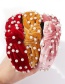 Fashion Red Gold Velvet Nail Pearl Knotted Headband