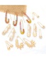 Fashion Golden Leaves Alloy Diamond Letter Pin Stud Earrings