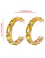 Fashion Yellow + Blue Copper-studded Glass Drill C-shaped Earrings