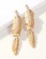 Fashion Gold Alloy Studded Leaf Stud Earrings