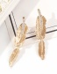 Fashion Gold Alloy Studded Leaf Stud Earrings