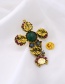 Fashion Gold Cross-studded Emerald Brooch