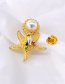 Fashion Gold Starfish Pearl Bird Brooch