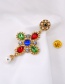 Fashion Color Diamond Jewel Cross Brooch