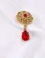 Fashion Gold Openwork Flower Drop Brooch