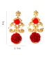 Fashion Red Pearl Flower Earrings