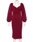 Fashion Red Wine One-shoulder Halter Dress
