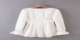 Fashion White Waist Pleated Trumpet Sleeve Shirt Skirt