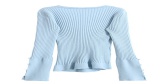 Fashion Blue Asymmetrical Knit Sweater