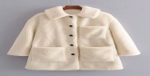 Fashion White Fleece Single-breasted Multi-pocket Coat