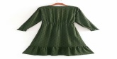 Fashion Green Polka-print V-neck Single-breasted Dress