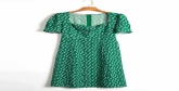 Fashion Green Square Collar Flower Print Dress