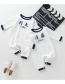 Fashion Blue Tsinghua Contrast Cotton Short-sleeved Romper