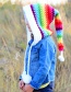 Fashion White Color Wool Crochet Rainbow Long Tail Cap