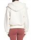 Fashion White Lapel Hooded Zipper Plush Jacket