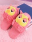 Fashion Pink Cartoon Owl Head Plush Cotton Slippers