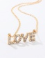 Fashion Gold Diamond Letter Love Necklace