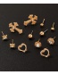 Fashion Gold Cross Love Heart Diamond Stud Earrings