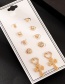 Fashion Gold Cross Love Heart Diamond Stud Earrings