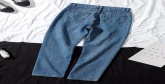 Fashion Dark Blue Washed High Waist Straight Jeans