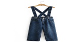Fashion Blue Washed High-rise Strap Straight Jeans