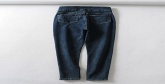 Fashion Blue Black Washed Front Double Pocket High Waist Stretch Feet Jeans