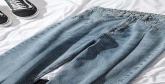 Fashion Blue Washed High-rise Wide-leg Jeans