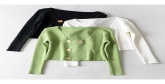 Fashion Green Buttoned Knit Sweater