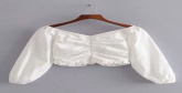 Fashion White Generous Collar Single-breasted Ruffled Shirt