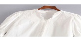 Fashion White Embroidered Lace Solid Color Shirt