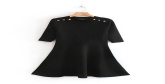 Fashion Black Knitted Round Neck Studded Sweater Dress