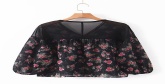 Fashion Black Flower Print V-neck Shirt