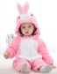 Fashion Powder Rabbit Animal Jumpsuit Flannel Children's Romper