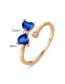 Fashion Blue Zirconium Rose Gold-t18d26 Bow Opening Adjustable Ring