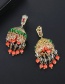 Fashion 18k-t04d24 Copper Zircon Green Diamond Tassel Earrings