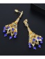 Fashion Blue-t04d22 Copper Inlaid Zirconium Peacock Plume Stud Earrings