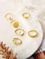 Fashion Gold Coin Crescent Leaf Love Ring Set Of 6